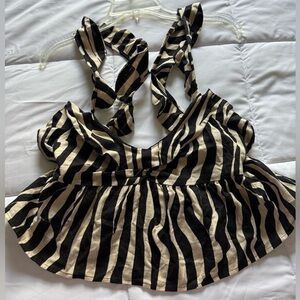 Striped Black and Cream Women's Top